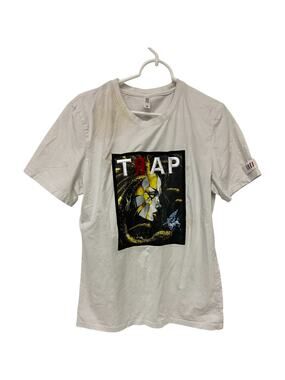 Loop Trap Graphic T-Shirt Mens Small White Embroidered Crew Neck Short Sleeve